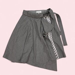 Carven belted wool skirt with pleated fabric panel